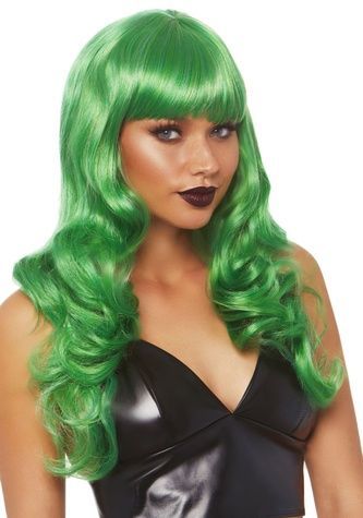 Волнистый парик Leg Avenue Misfit Long Wavy Wig Green, длинный, реалистичный вид, 61 см SO8009 - онлайн-сексшоп Сквитер
