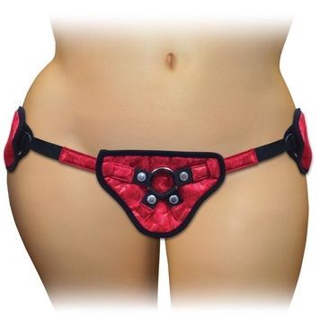 Трусы для страпона Sportsheets - SizePlus Red Lace Satin Corsette, с корсетной утяжкой, ульракомфорт SO2177 - онлайн-сексшоп Сквитер