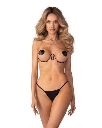 Прикраса на тіло Obsessive Lustique Black harness bra S/M/L SX3112 - онлайн-сексшоп Сквітер