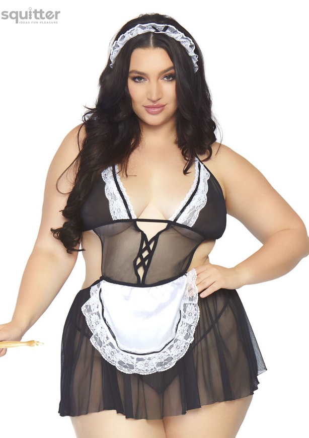 Костюм покоївки Leg Avenue Fantasy French Maid XL/XXL, сукня, трусики, пов’язка SO7891 фото