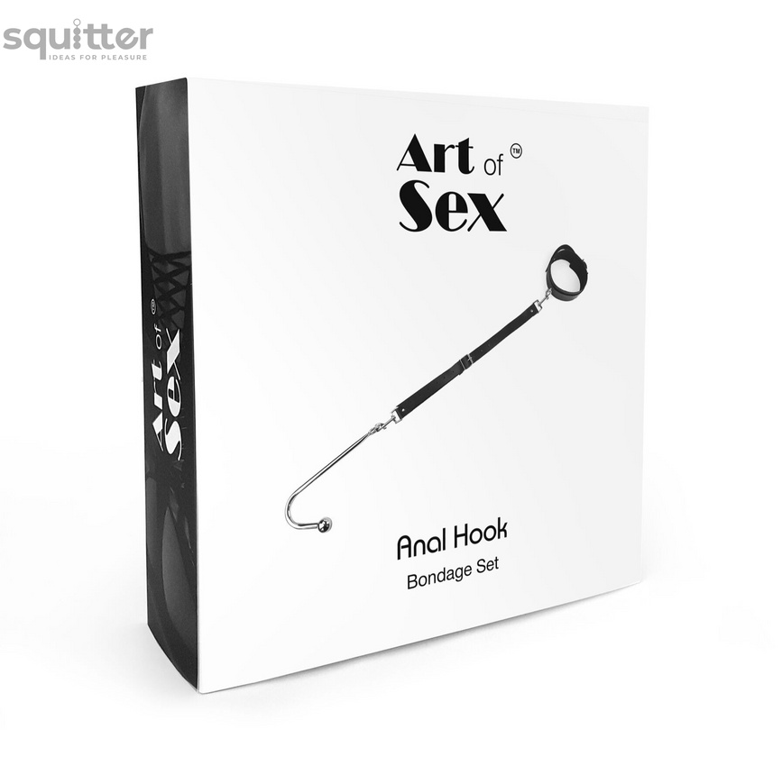 Анальный крюк 3 с ошейником из натуральной кожи Art of Sex - Anal hook, Черный SO7738 фото