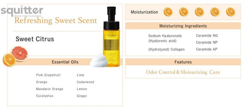 Піна для інтимного догляду Iroha Intimate Wash Foam Type Sweet Citrus 150 мл SX3494 - онлайн-сексшоп Сквітер