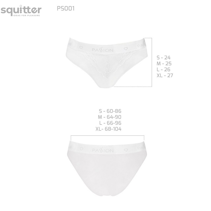 Трусики з широкою гумкою і мереживом Passion PS001 PANTIES white, size S SO4173 фото