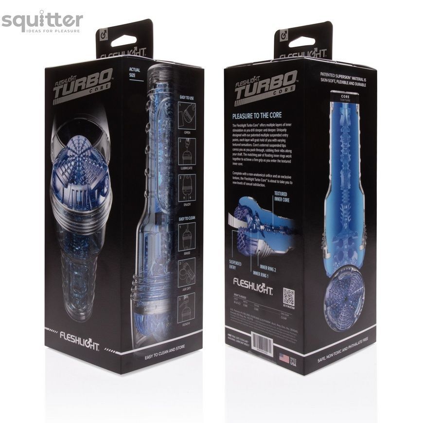 Мастурбатор Fleshlight Turbo Core Blue Ice, оральный секс (глубокое горло) SO6582 - онлайн-сексшоп Сквитер