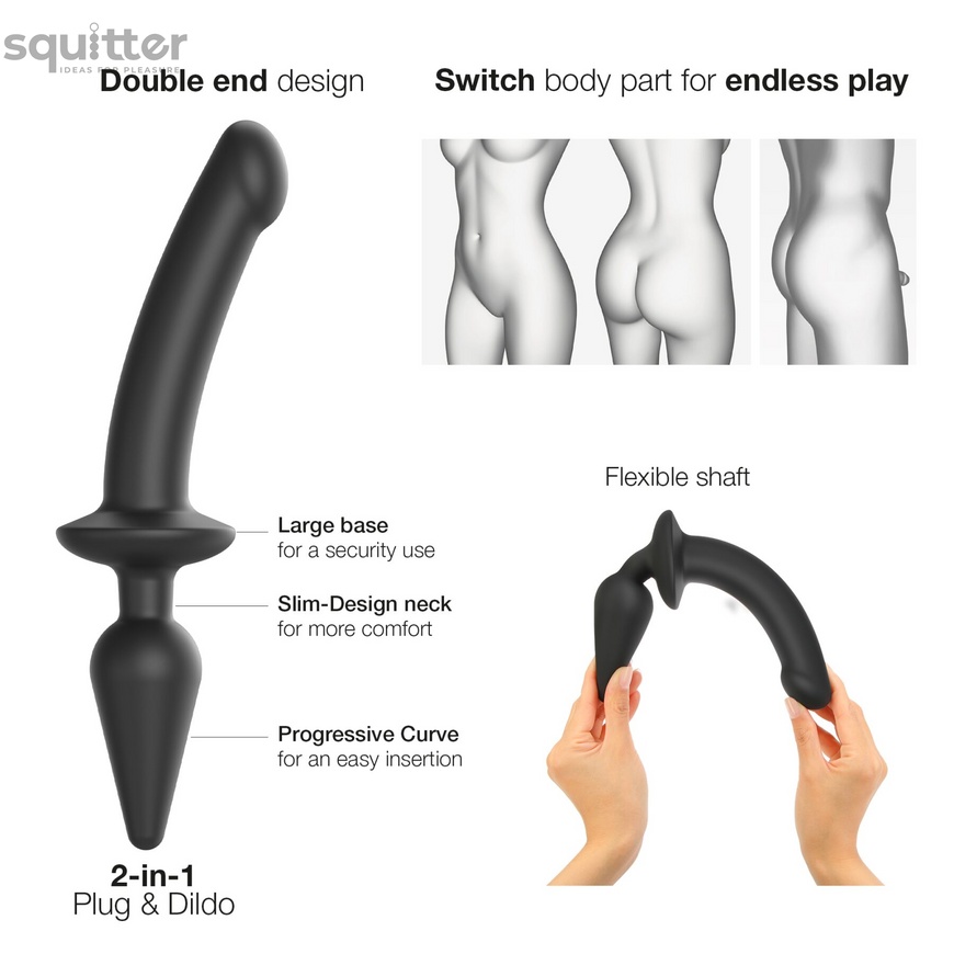 Анальна пробка з Ділдо Strap-On-Me SWITCH PLUG-IN SEMI-REALISTIC DILDO BLACK - S SO6826 фото