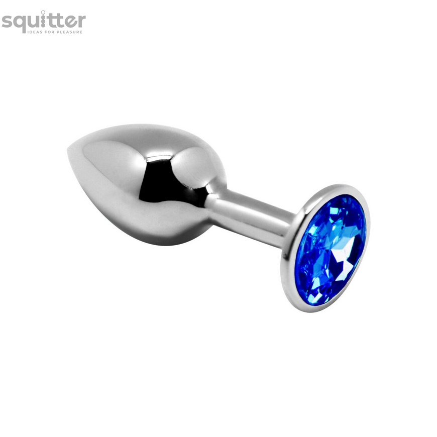 Металева анальна пробка з кристалом Alive Mini Metal Butt Plug Blue M SO6001 фото