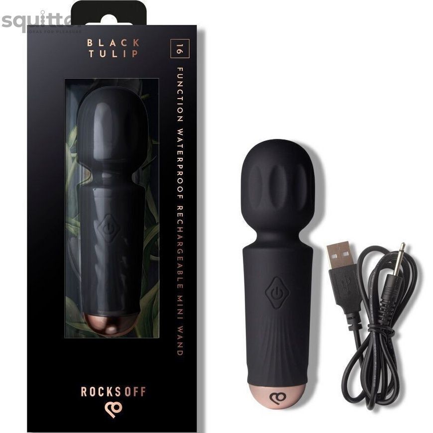 Вібромасажер Rocks Off Mini Wand Black Tulip, 16 режимів SX3943 - онлайн-сексшоп Сквітер