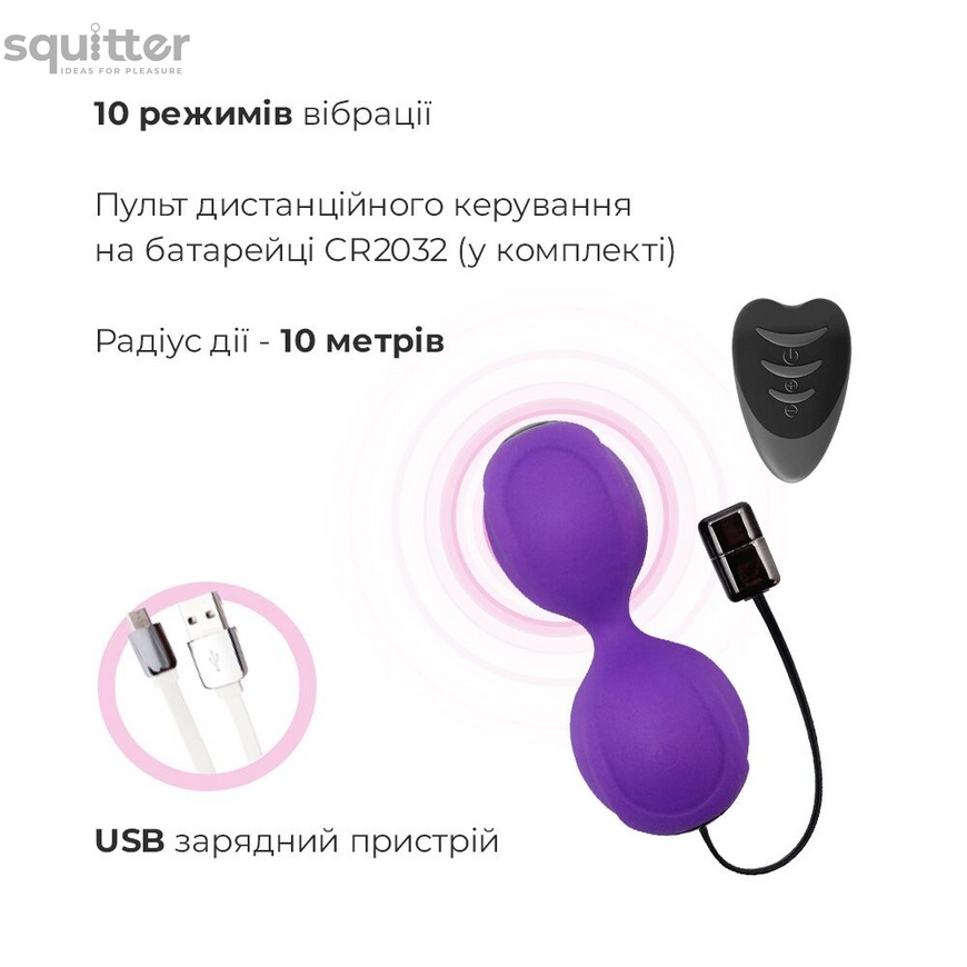 Вагинальные шарики с вибрацией Adrien Lastic Kegel Vibe Purple, диаметр 3,7см AD40753 фото