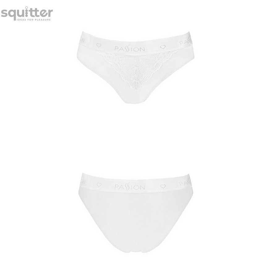 Трусики з широкою гумкою і мереживом Passion PS001 PANTIES white, size S SO4173 фото