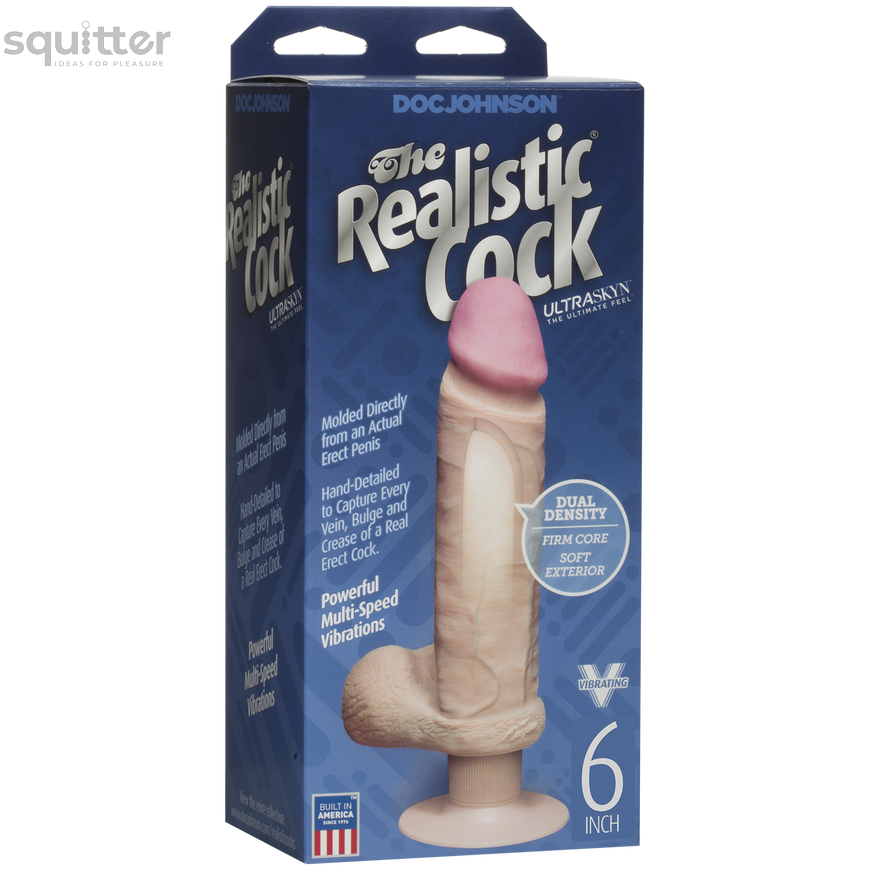 Фалоімітатор Doc Johnson The Realistic Cock 6 inch ULTRASKYN, діаметр 4,3 см, плавне регулювання SO1991 - онлайн-сексшоп Сквітер