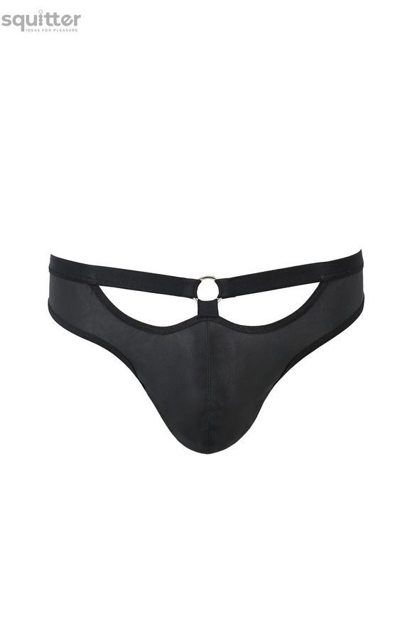 Мужские слипы с вырезами Passion 041 Slip Joe XXL/XXXL Black, экокожа, открытые ягодицы SO7596 - онлайн-сексшоп Сквитер