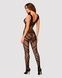 Сетчатый бодистокинг с вырезами и рисунком Obsessive Bodystocking G328 S/M/L, черный, комбинезонSO7249,4 - интернет-магазин интимных товаров Squitter