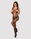 Сетчатый бодистокинг с вырезами и рисунком Obsessive Bodystocking G328 S/M/L, черный, комбинезонSO7249,3 - интернет-магазин интимных товаров Squitter