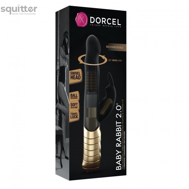 Вібратор-кролик Dorcel Baby Rabbit Gold 2.0 з перловим масажем і голівкою, що обертається SO4068 фото