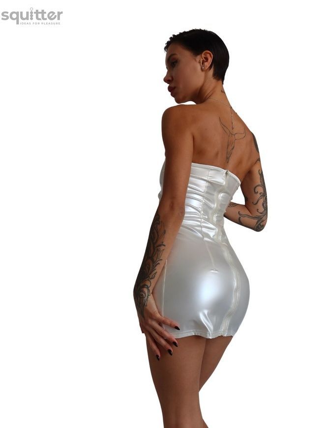 Мінісукня D&A, XS-S, white, nylon-lycra відкриті плечі з блискавкою на всю довжину SX1240 - онлайн-сексшоп Сквітер