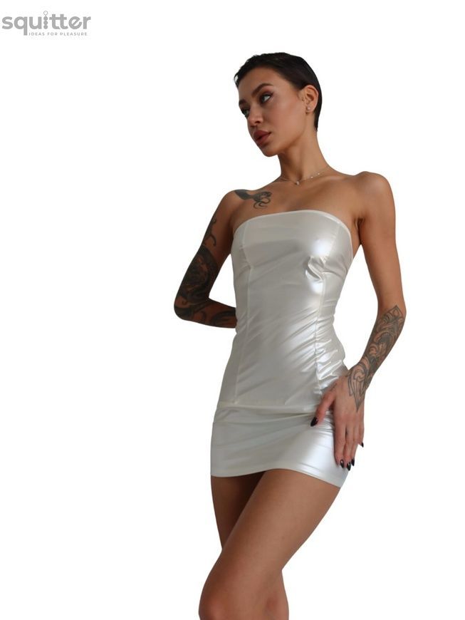 Мінісукня D&A, XS-S, white, nylon-lycra відкриті плечі з блискавкою на всю довжину SX1240 - онлайн-сексшоп Сквітер