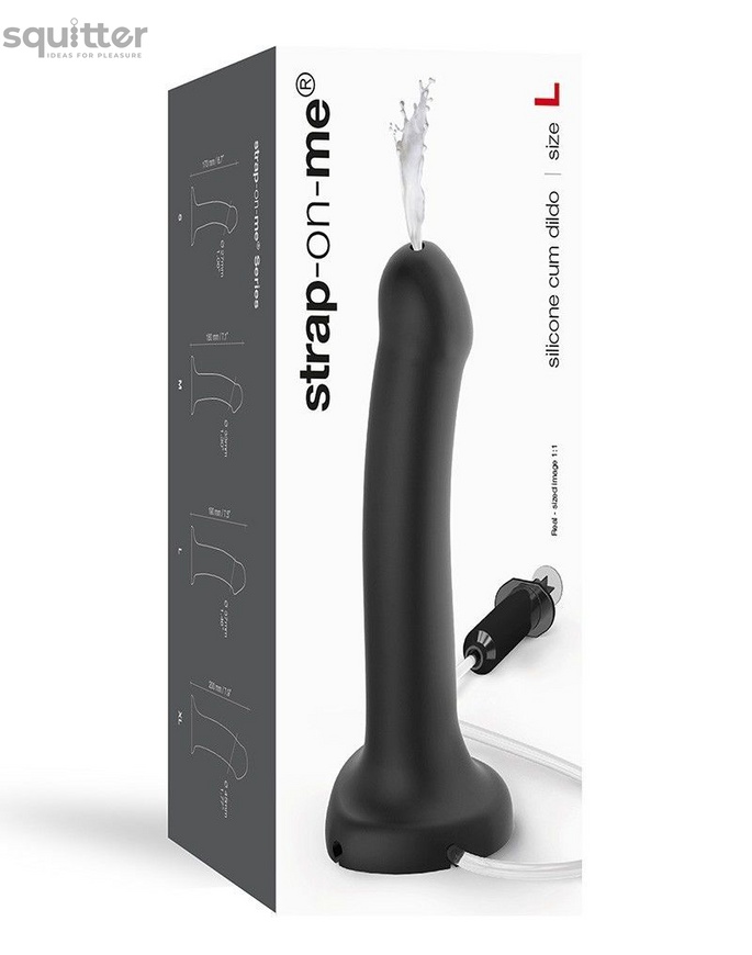 Фалоімітатор Strap-On-Me Dildo Cum Black, що кінчає, діаметр 3,6 см, силікон, насадка для страпона SO2705 фото