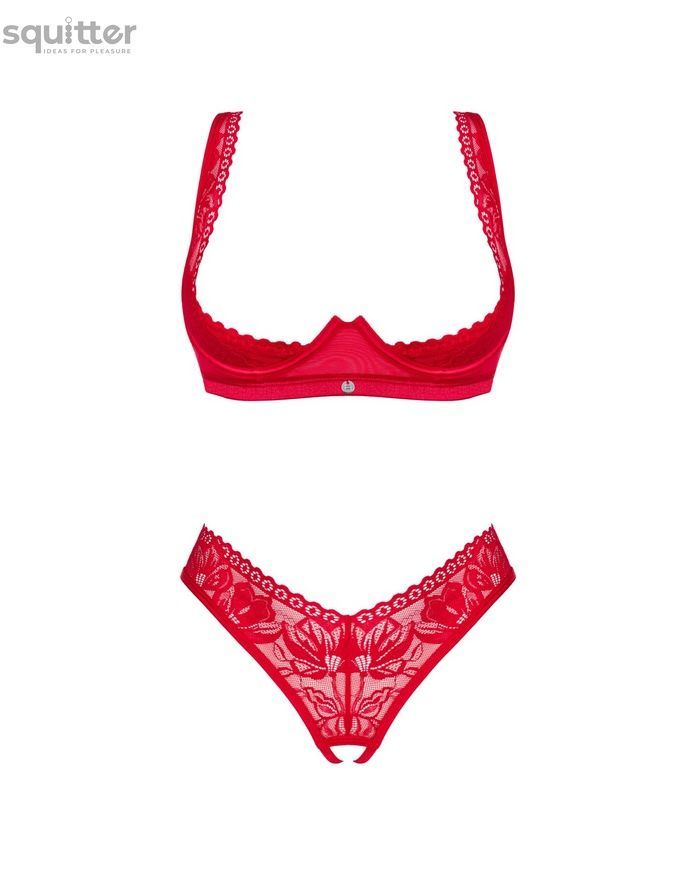 Obsessive Lacelove cupless 2-pcs set M/L SO8653 - онлайн-сексшоп Сквитер
