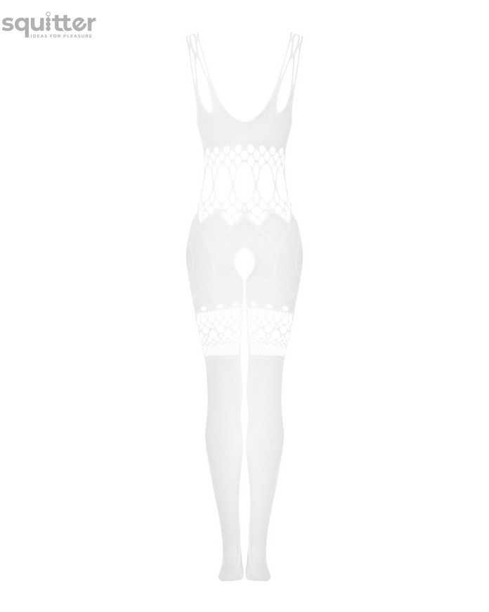 Сітчастий бодістокінг з імітацією топа та шортів Obsessive Bodystocking G330 XL/XXL, white, з доступом SO7696 - онлайн-сексшоп Сквітер