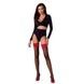 Панчохи Passion ST120 5 black-red, на ажурній силіконовій резинці, вишуканий декор та люрекс SO5790,3 - інтернет-магазин інтимних товарів Squitter