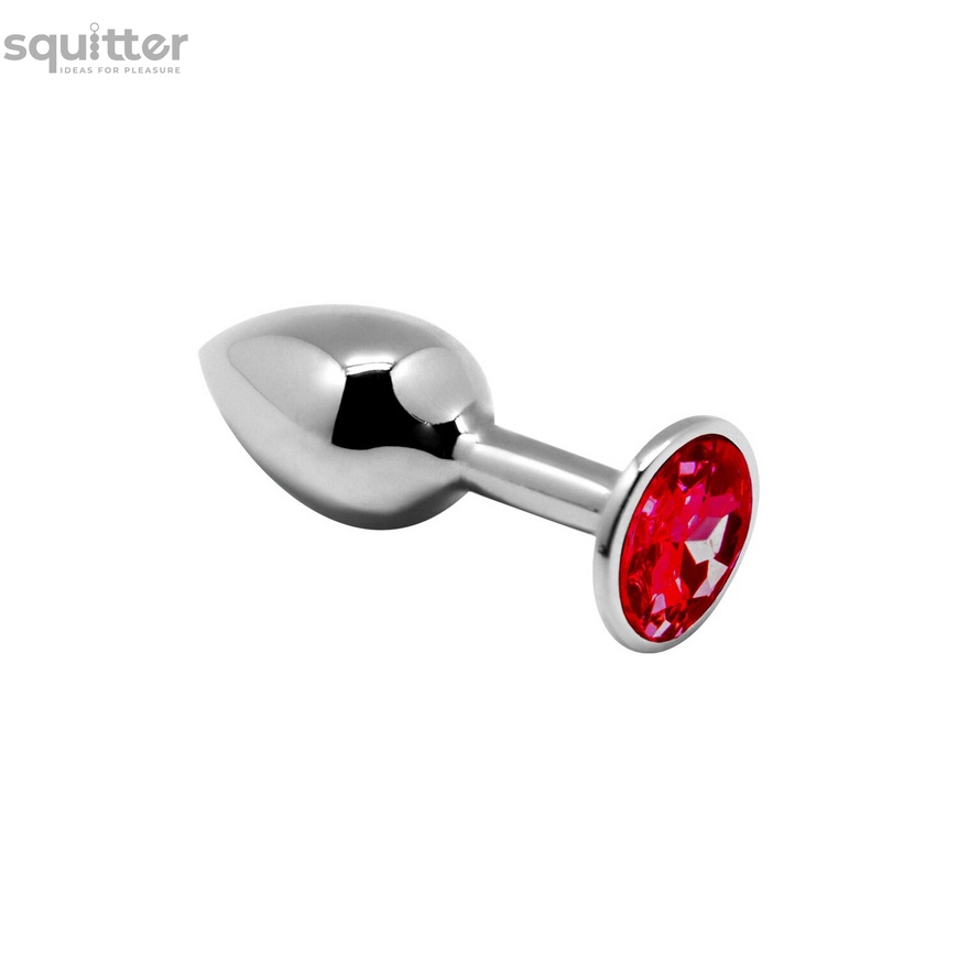 Металева анальна пробка з кристалом Alive Mini Metal Butt Plug Red S SO6010 фото