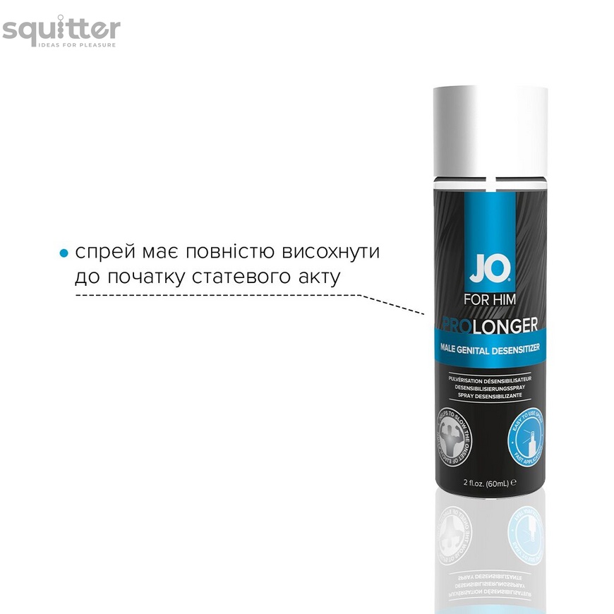 Пролонгувальний спрей System JO Prolonger Spray with Benzocaine (60 мл) не містить мінеральних масел SO1832 фото