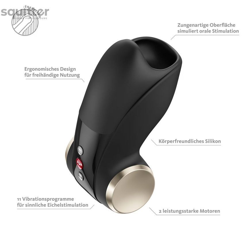 Мастурбатор для головки пеніса Fun Factory COBRA LIBRE II Black, 2 мотори, гра без рук SX4304 - онлайн-сексшоп Сквітер