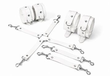 Набір для БДСМ Feral Feelings BDSM Kit 3 White, наручники, поножі, хрестовина SX3980 - онлайн-сексшоп Сквітер