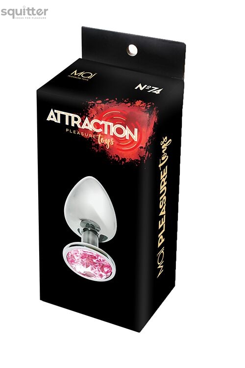 Металева анальна пробка з рожевим кристалом MAI Attraction Toys №74, довжина 10 см, діаметр 4 см SO4636 фото