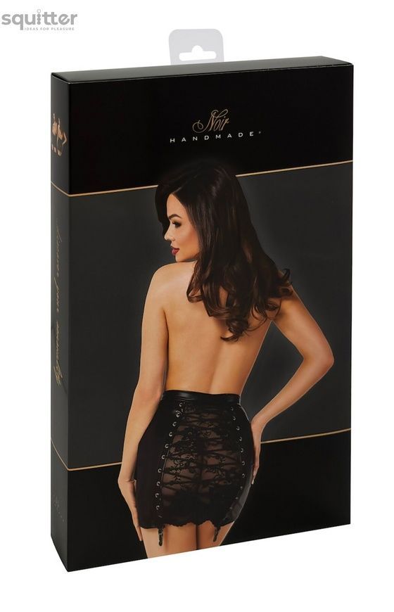 Спідниця Noir Handmade F341 Powerwetlook and lace skirt - XL SX2131 - онлайн-сексшоп Сквітер