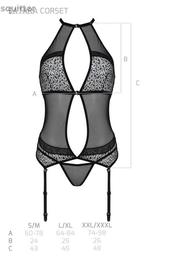 Корсет с пажами Passion SATARA CORSET S/M red, стринги, кружево, застежки спереди и сзади SO8479 - онлайн-сексшоп Сквитер