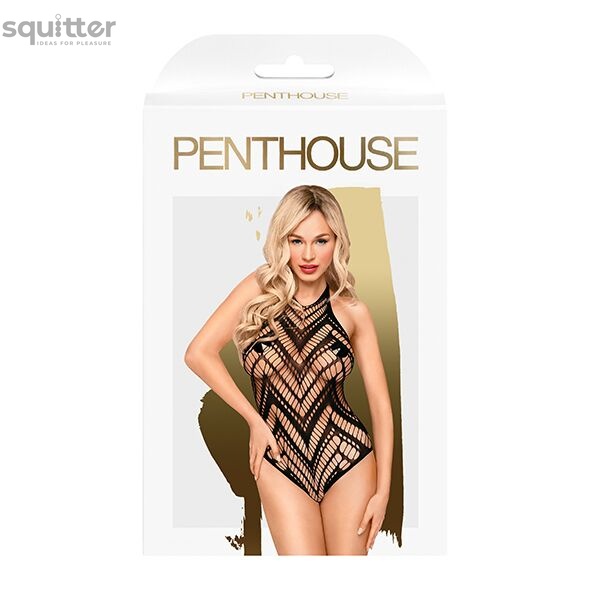 Боді з геометричним орнаментом Penthouse - Go Hotter Black S/L SO4381 фото