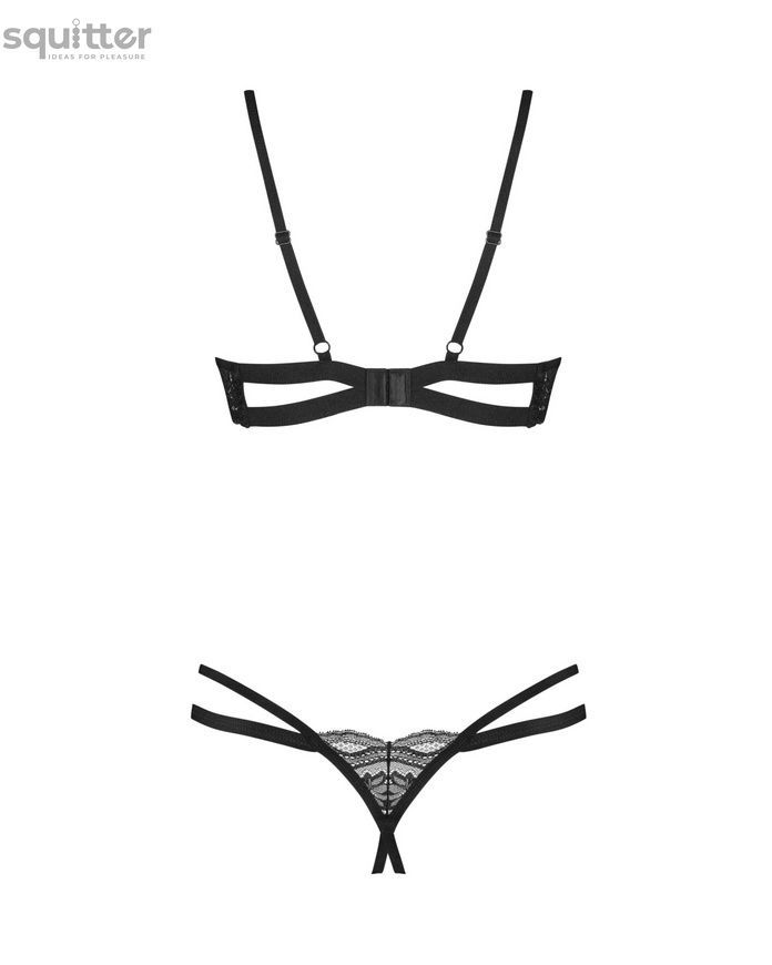 Комплект Obsessive Nutris 2-pcs crotchless set, XS/S, ліф з відкритими чашками, трусики з доступом SX1169 - онлайн-сексшоп Сквітер