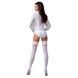 Панчохи Passion ST121 1/2 white на ажурній силіконовій резинці з квітковим орнаментом і вертикальним SO5791,4 - інтернет-магазин інтимних товарів Squitter