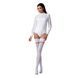 Панчохи Passion ST121 1/2 white на ажурній силіконовій резинці з квітковим орнаментом і вертикальним SO5791,3 - інтернет-магазин інтимних товарів Squitter