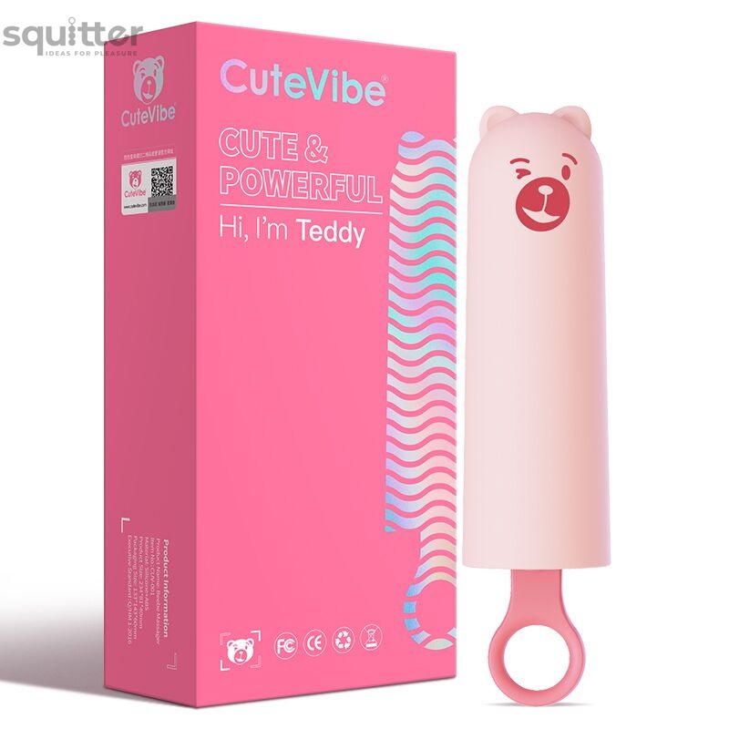 Вибратор CuteVibe Teddy Pink (Black Dildo), реалистичный вибратор под видом мороженого SO6547 фото