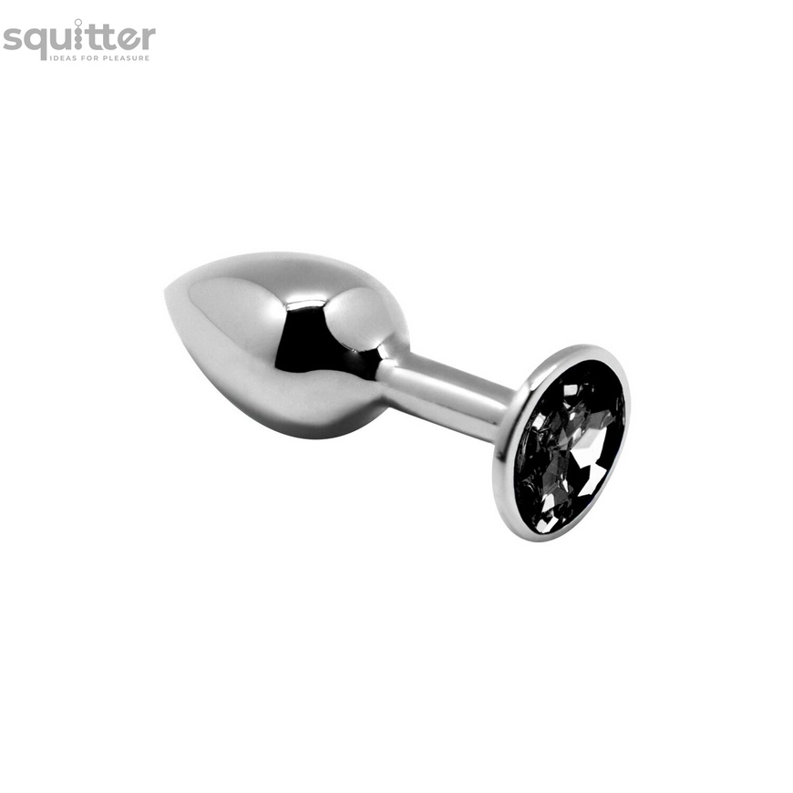 Металева анальна пробка з кристалом Alive Mini Metal Butt Plug Black S SO6011 фото