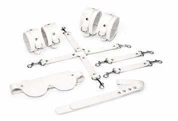 Набір Feral Feelings BDSM Kit 5 White, наручники, поножі, хрестовина, маска, падл SX3981 - онлайн-сексшоп Сквітер