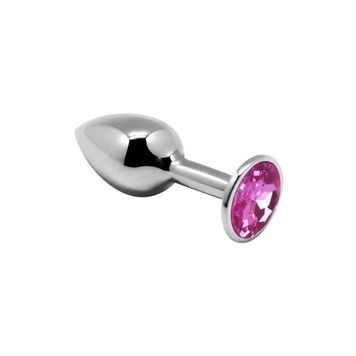 Металева анальна пробка з кристалом Alive Mini Metal Butt Plug Pink S SO6012 - онлайн-сексшоп Сквітер