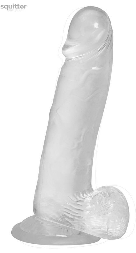 Прозорий фалоімітатор на присосці ADDICTION &mdash; Clear Dildo with Balls 8&Prime;, віброкуля в подарунок SX3153 - онлайн-сексшоп Сквітер