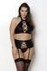 Комплект из экокожи Passion Nancy Set 4XL/5XL black, имитация шнуровки, топ, пояс для чулокSO7106,1 - интернет-магазин интимных товаров Squitter
