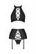 Комплект из экокожи Passion Nancy Set 4XL/5XL black, имитация шнуровки, топ, пояс для чулокSO7106,3 - интернет-магазин интимных товаров Squitter