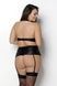 Комплект из экокожи Passion Nancy Set 4XL/5XL black, имитация шнуровки, топ, пояс для чулокSO7106,2 - интернет-магазин интимных товаров Squitter