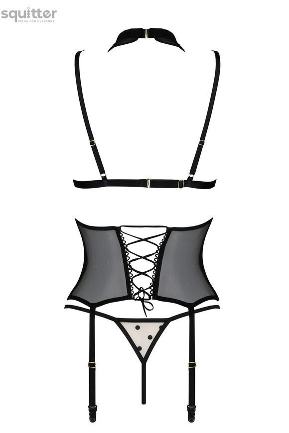 Корсет с открытой грудью Passion DOMINICA CORSET L/XL beige, пажи для чулок, стринги SO8430 - онлайн-сексшоп Сквитер