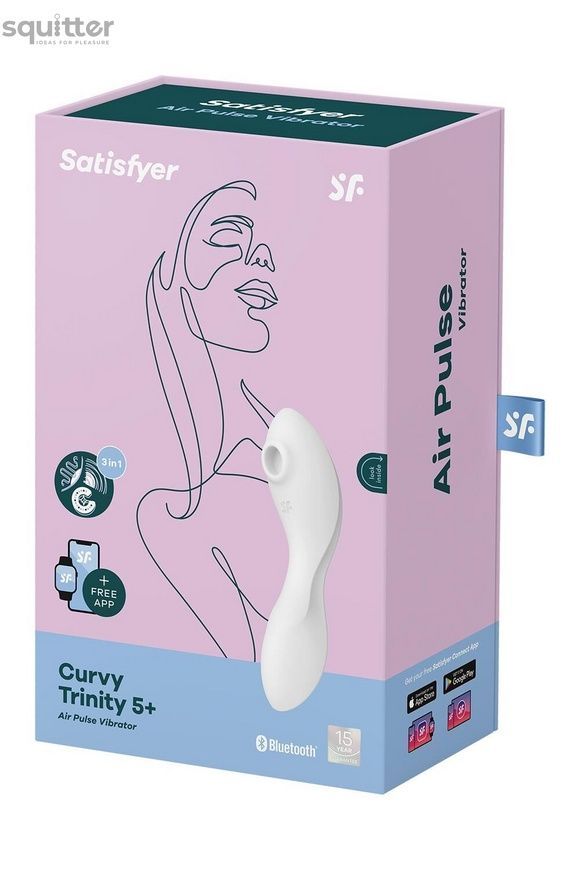 Вакуумный смарт-стимулятор с вибрацией Satisfyer Curvy Trinity 5 (White), управление со смартфона SO6725 - онлайн-сексшоп Сквитер
