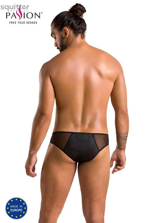 Мужские слипы на молнии Passion 042 Slip Timmy S/M Black, экокожа, сетка SO7598 - онлайн-сексшоп Сквитер