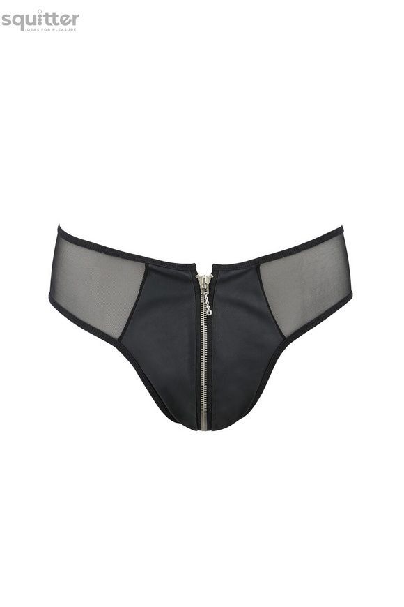Мужские слипы на молнии Passion 042 Slip Timmy S/M Black, экокожа, сетка SO7598 - онлайн-сексшоп Сквитер