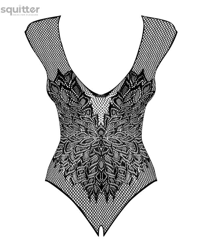 Бодістокінг із великої сітки з мереживом Obsessive B112 teddy S/M/L, чорний, з доступом SO7201 - онлайн-сексшоп Сквітер