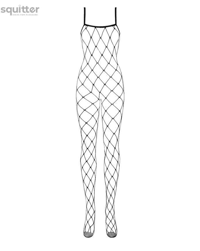 Бодистокинг с крупной ячейкой и открытой грудью Obsessive Bodystocking N102 S/M/L, черный, комбинезо SO7251 - онлайн-сексшоп Сквитер