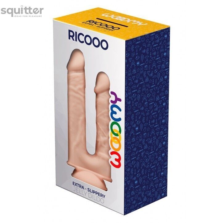 Двойной фаллоимитатор Wooomy Ricooo, с присоской, размер 19х4,3 см и 17х3,3 см SO7402 - онлайн-сексшоп Сквитер